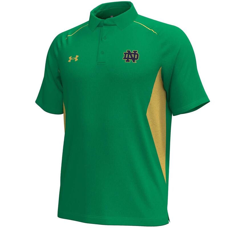 【送料無料】 アンダーアーマー メンズ Tシャツ トップス Men's Under Armour Kelly Green Notre Dame Fighting Irish Title Performance Polo Ntd Green