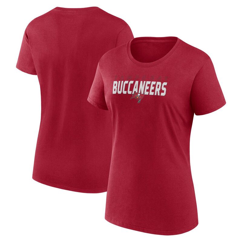 【送料無料】 アンブランデッド レディース Tシャツ トップス Women's Logo Athletic Red Tampa Bay Buccaneers Lean Cotton T-Shirt Buc Red