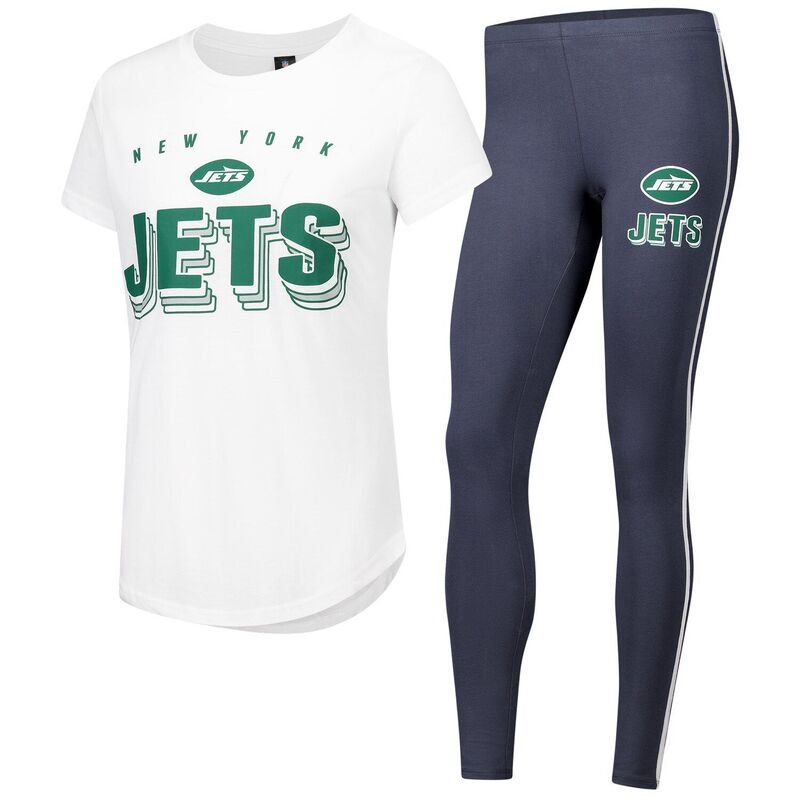 楽天ReVida 楽天市場店【送料無料】 アンブランデッド レディース ナイトウェア アンダーウェア Women's Concepts Sport New York Jets Sonata T-Shirt & Leggings Lounge Set Jet Charco
