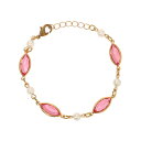 【送料無料】 1928 レディース ブレスレット・バングル・アンクレット アクセサリー 1928 Gold Tone Pink Crystal Faux Pearl Bead Bracelet Pink(4)