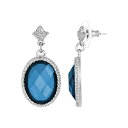 【送料無料】 1928 レディース ピアス・イヤリング アクセサリー 1928 Silver Tone Blue Oval Faceted Drop Earrings Blue(4)