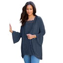 【送料無料】 ロアマンズ レディース ニット・セーター アウター Roaman's Women's Plus Size Lace-Detailed Cardig...