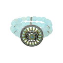 【送料無料】 1928 レディース ブレスレット・バングル・アンクレット アクセサリー 1928 Gold Tone Blue Green Enamel Round Aqua Bead Stretch Bracelet Blue