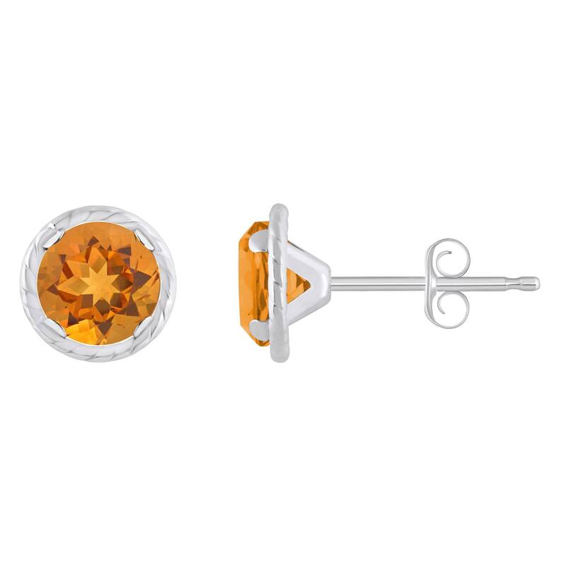 【送料無料】 Celebration Gems レディース ピアス・イヤリング アクセサリー Celebration Gems 10k White Gold 5 mm Round Gemstone Martini Rope Stud Earrings Citrine