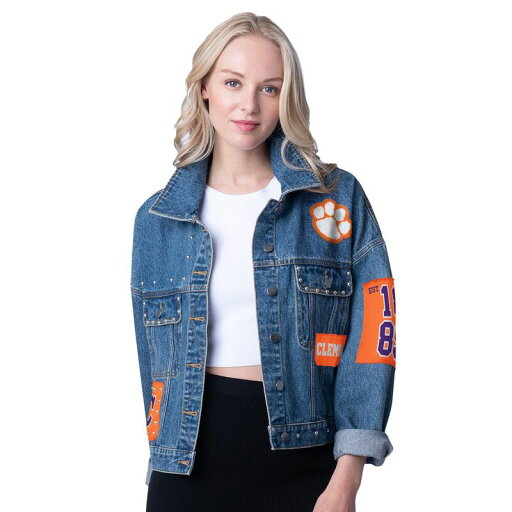 【送料無料】 ジースリー フォーハー バイ カール バンクス レディース ジャケット・ブルゾン アウター Women's G-III 4Her by Carl Banks Denim Clemson Tigers Game Ball Patches and Studs Full-Button Jacket Clm Turq A 【送料無料】 ジースリー フォーハー バイ カール バンクス レディース ジャケット・ブルゾン アウター Women's G-III 4Her by Carl Banks Denim Clemson Tigers Game Ball Patches and Studs Full-Button Jacket Clm Turq A