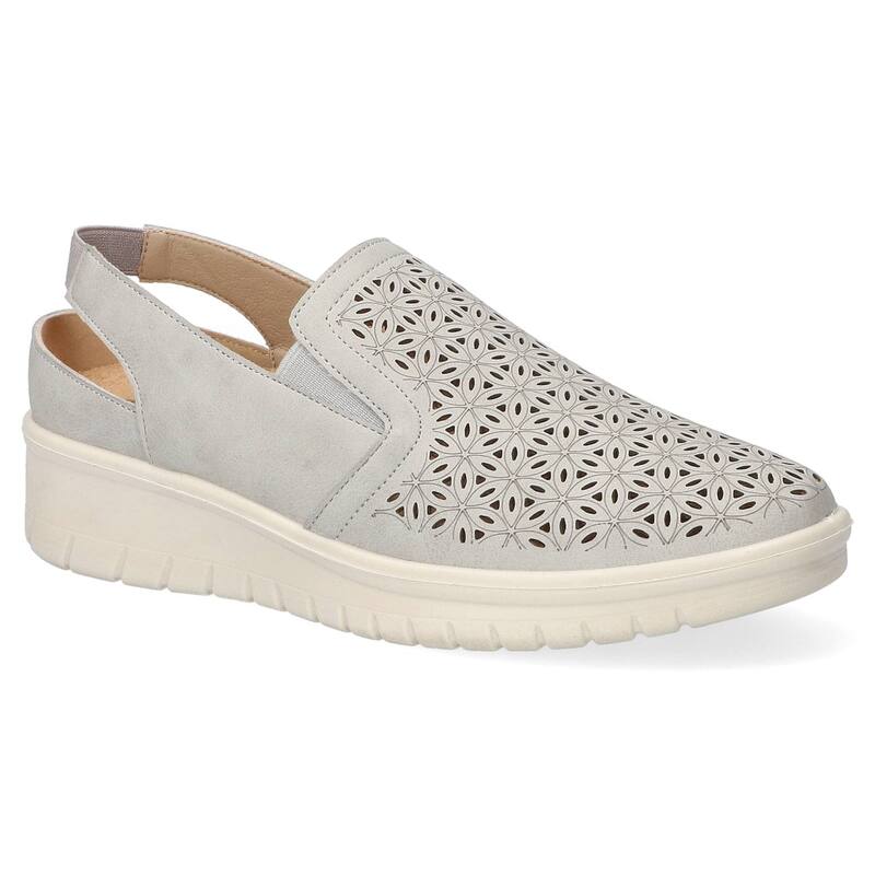 イージーストリート レディース シューズ サンダル Easy Street Petal Women's Comfort Slingback Wedges Gray グレー
