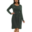 【送料無料】 ニナレオナルド レディース ワンピース トップス Women's Nina Leonard Pleat Glitter Knit Dress Rich Pine Black
