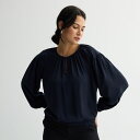 【送料無料】 ナインウェスト レディース シャツ トップス Women's Nine West Keyhole Elastic Waist Blouse Sky Captain(4)