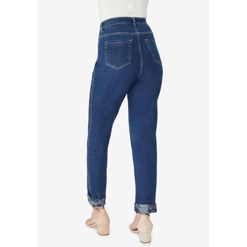 【送料無料】 ロアマンズ レディース デニムパンツ ボトムス Roaman's Women's Plus Size Reversible Straight-Leg Jean Blue Blooming Rose