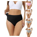 【送料無料】 アレグラ ケー レディース パンツ アンダーウェア 5 Packs Women's Hign Waist G-string Thongs Tummy Control Stretch Panties T-back Undepants Grey Black Pink Beige