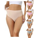 【送料無料】 アレグラ ケー レディース パンツ アンダーウェア 5 Packs Women's Hign Waist G-string Thongs Tummy Control Stretch Panties T-back Undepants Grey Pink Beige(4)