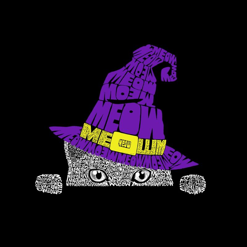 【送料無料】 エルエーポップアート メンズ Tシャツ トップス Peeking Witch Cat - Men's Raglan Baseball Word Art T-shirt Black Grey