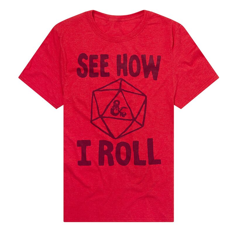 【送料無料】 ライセンス キャラクター メンズ Tシャツ トップス Men's Dungeons & Dragons See How I Roll T-Shirt Red