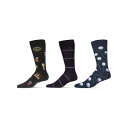 【送料無料】 メモイ メンズ 靴下 アンダーウェア Men's 3 Pair Pack Novelty Sports Crew Socks Black