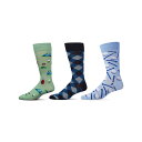【送料無料】 メモイ メンズ 靴下 アンダーウェア Men's 3 Pair Pack Novelty Sports Crew Socks Light Blue