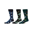 【送料無料】 メモイ メンズ 靴下 アンダーウェア Men's 3 Pair Pack Novelty Hobbies Crew Socks Green
