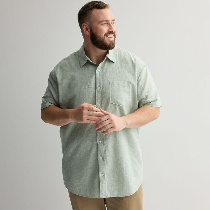 【送料無料】 ソノマ メンズ Tシャツ トップス Big & Tall Sonoma Goods For Life Short Sleeve Perfect Length Linen Shirt Green Bay