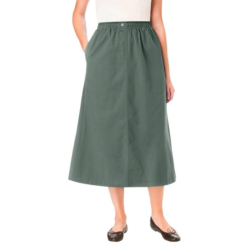 ウーマン ウィズイン レディース ボトムスカート プラスサイズ Woman Within Women's Plusize 7-Day Mockfly Skirt Pine