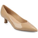 【送料無料】 ジュルネ コレクション レディース パンプス シューズ Journee Collection Pammie Medium and Wide Width Women's Slip-On Kitten Heel Pumps Tan Patent(4)