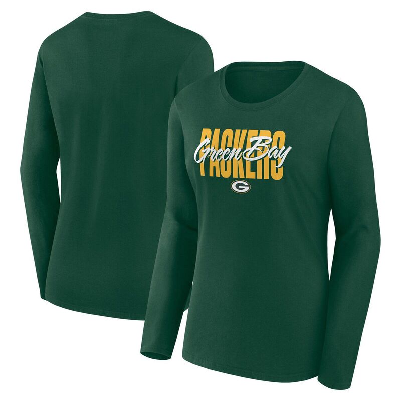 アンブランデッド レディース トップス Tシャツ Unbranded Women's Green Bay Packers Grip Long Sleev..