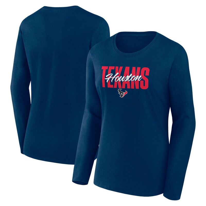 アンブランデッド レディース トップス Tシャツ Unbranded Women's Navy Houston Texans Grip Long Sle..