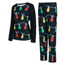 【送料無料】 アンブランデッド レディース ナイトウェア アンダーウェア Women's Concepts Sport Black Carolina Panthers Garland Knit Raglan Long Sleeve T-Shirt & Pants Set Pth Black