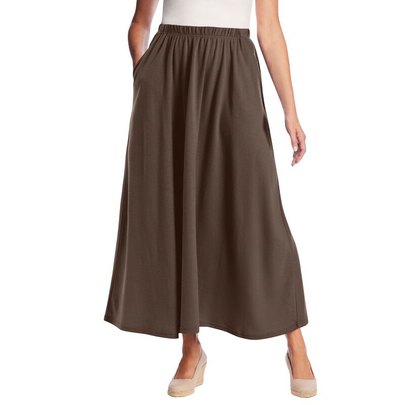 ウーマン ウィズイン レディース ボトムスカート プラスサイズ プチ マキシ Woman Within Women's Plusize Petite 7-Day Maxi Skirt Chocolate チョコレート