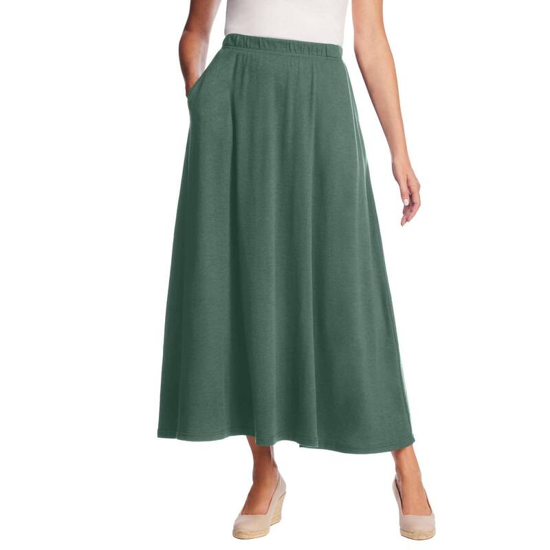 ウーマン ウィズイン レディース ボトムスカート プラスサイズ プチ マキシ Woman Within Women's Plusize Petite 7-Day Maxi Skirt Pine