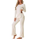 【送料無料】 cheibear レディース ナイトウェア アンダーウェア Womens Ribbed Knit Lounge Set Long Sleeves ...
