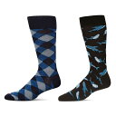 【送料無料】 メモイ メンズ 靴下 アンダーウェア Men's 2 Pair Pack Novelty Dress Crew Socks Black Black