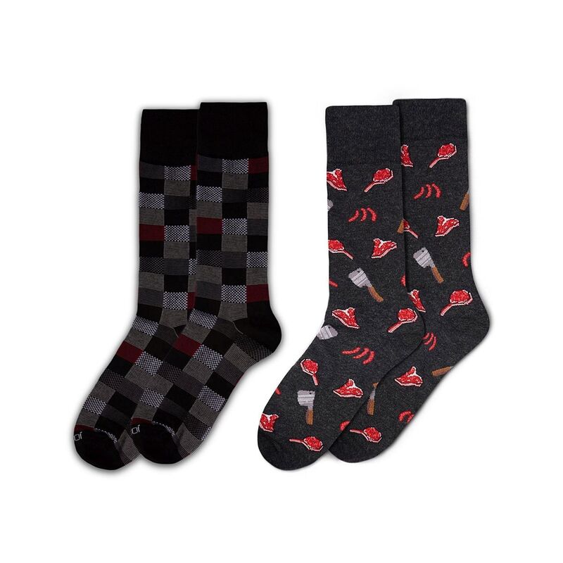 【送料無料】 メモイ メンズ 靴下 アンダーウェア Men's 2 Pair Pack Novelty Dress Crew Socks Dark Gray Heather