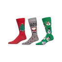 【送料無料】 メモイ メンズ 靴下 アンダーウェア Men's 3 Pair Pack Holiday Novelty Crew Socks Red