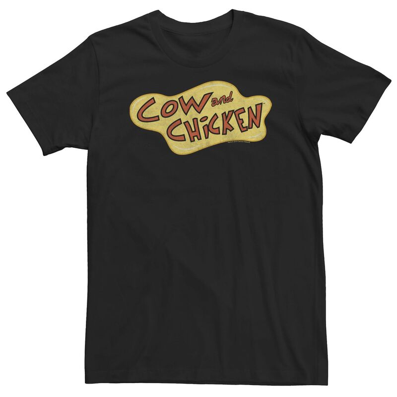 【送料無料】 ライセンス キャラクター メンズ Tシャツ トップス Big & Tall Cartoon Network Cow And Chicken Logo Color Tee Black