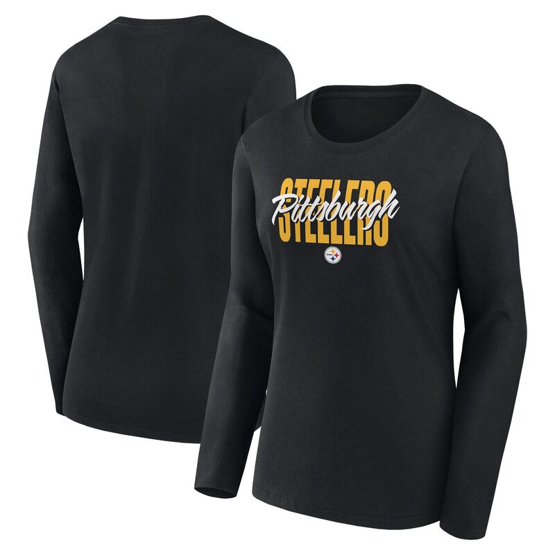 アンブランデッド レディース トップス Tシャツ Unbranded Women's Black Pittsburgh Steelers Grip Lo..