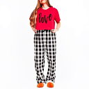 【送料無料】 Simply Sage Market レディース ナイトウェア アンダーウェア Love Cursive Plaid Pajama Set Red