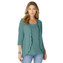 【送料無料】 ロアマンズ レディース ニット・セーター アウター Roaman's Women's Plus Size Scalloped Cardigan A...