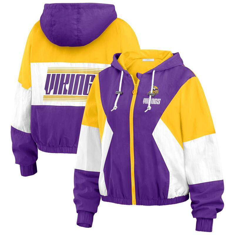 ウェア バイ エリン アンドルーズ レディース アウター ジャケット・ブルゾン Women's WEAR by Erin Andrews Purple/Gold Minnesota Vikings Color Block Full-Zip Windbreaker Jacket Mvk Purple パープル(4)