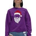 【送料無料】 エルエーポップアート レディース Tシャツ トップス Feliz Navidad Santa Claus - Women's Word Art Crewneck Sweatshirt Purple