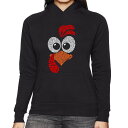 【送料無料】 エルエーポップアート レディース Tシャツ トップス Turkey Face - Women's Word Art Hooded Sweatshirt Black