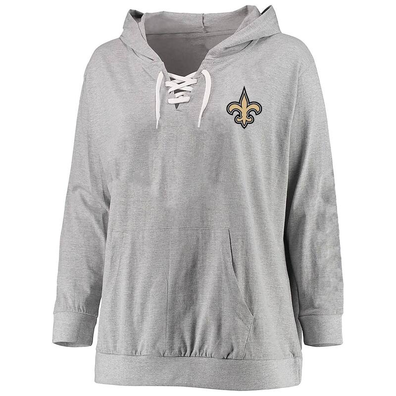 【送料無料】 ファナティクス レディース Tシャツ トップス Women's Fanatics Heather Gray New Orleans Saints Plus Size Lace-up Pullover Hoodie Snt Grey