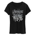 【送料無料】 マーベル レディース Tシャツ トップス Women's Marvel Avengers Monochrome Group Graphic Tee Black