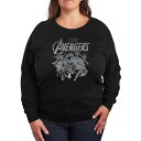 【送料無料】 マーベル レディース Tシャツ トップス Plus Size Marvel Avengers Group French Terry Long Sleeve Tee Black