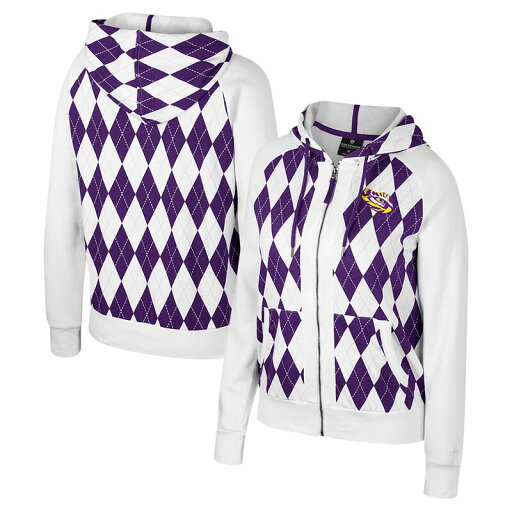 【送料無料】 コロシアム レディース Tシャツ トップス Women's Colosseum White LSU Tigers The Dealio Argyle Full-Zip Jacket Lsu White 【送料無料】 コロシアム レディース Tシャツ トップス Women's Colosseum White LSU Tigers The Dealio Argyle Full-Zip Jacket Lsu White