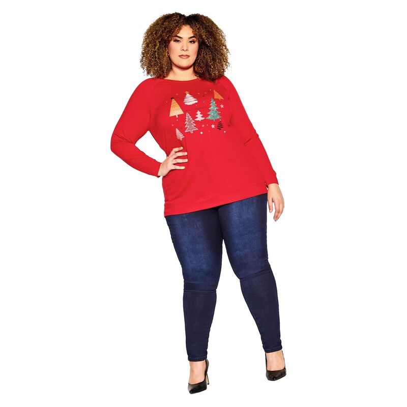 【送料無料】 アベニュー レディース シャツ トップス Avenue Multi Tree Sweat Top Red Multi Tree