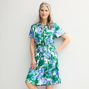 【送料無料】 クロフト&バロー レディース ワンピース トップス Women's Croft & Barrow Smocked Neck Button-Fron...