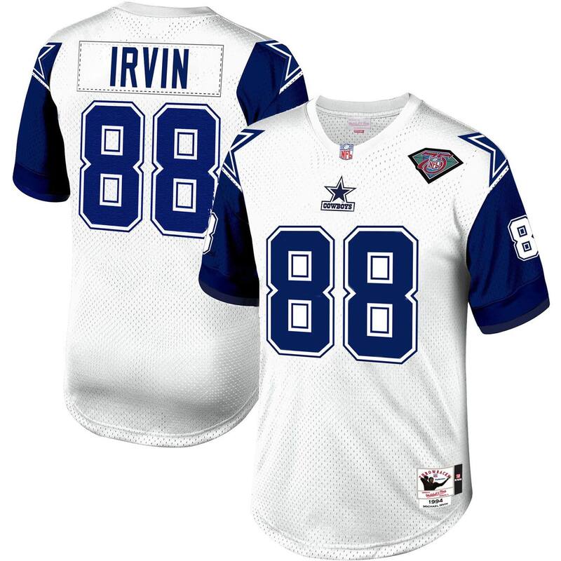 【送料無料】 ミッチェル&ネス メンズ Tシャツ トップス Men's Mitchell & Ness Michael Irvin White Dallas Cowboys 1994 Authentic Throwback Retired Player Jersey Cow White