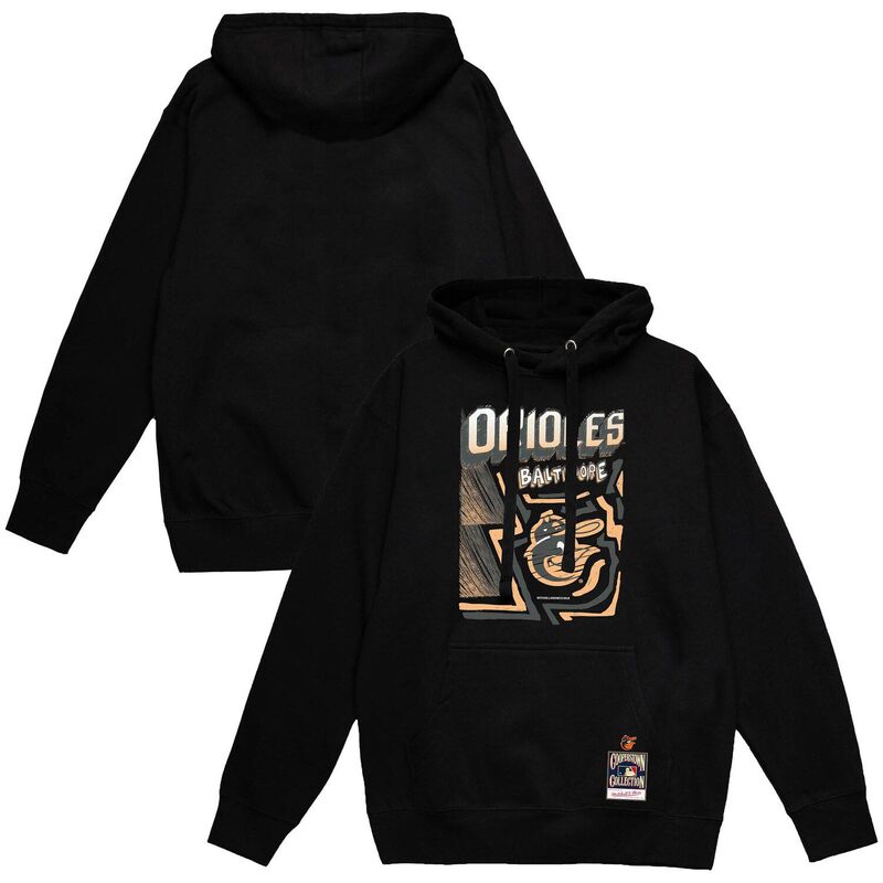 【送料無料】 ミッチェル&ネス メンズ Tシャツ トップス Men's Mitchell & Ness Black Baltimore Orioles Sidewalk Sketch Pullover Hoodie Orl Black