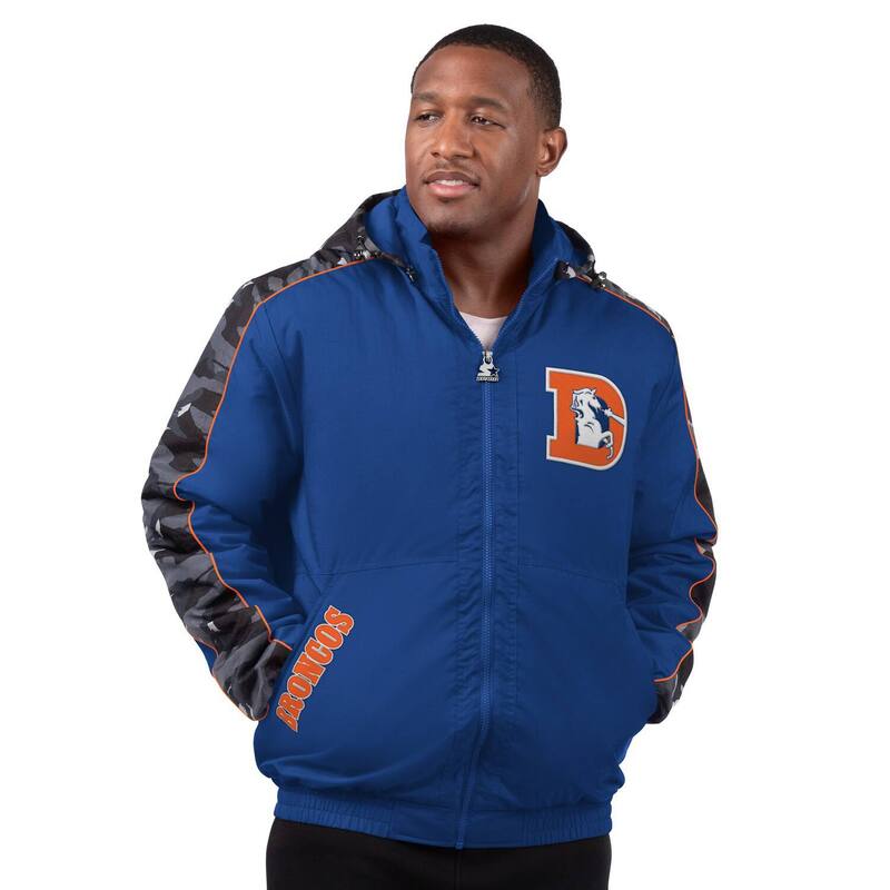 【送料無料】 スターター メンズ ジャケット・ブルゾン アウター Men's Starter Navy Denver Broncos Thursday Night Gridiron Full-Zip Hoodie Jacket Den Navy