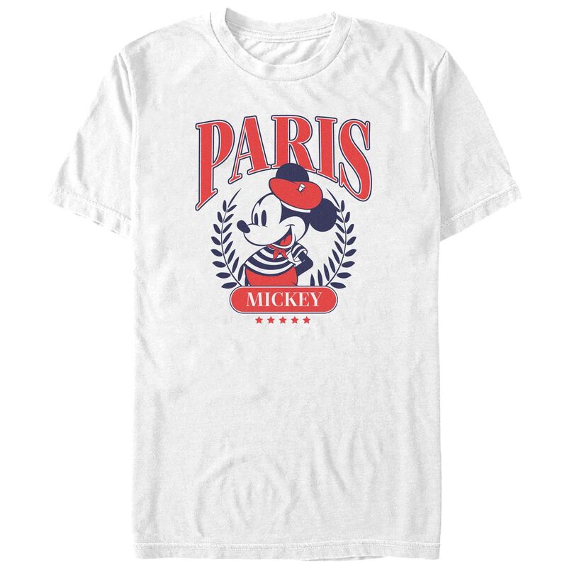 【送料無料】 ディズニー メンズ Tシャツ トップス Big & Tall Mickey Mouse Paris Mouse Graphic Tee White