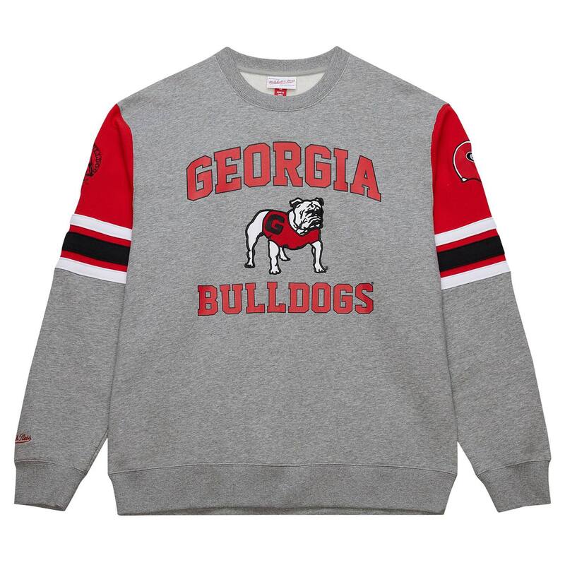 【送料無料】 ミッチェル&ネス メンズ Tシャツ トップス Men's Mitchell & Ness Grey Heather Georgia Bulldogs Throwback Allover 4.0 Pullover Sweatshirt Uga Multi